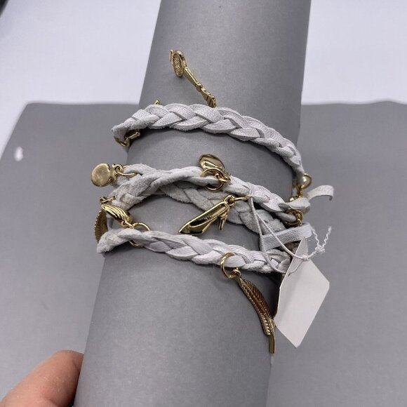 Kidada for Disney Couture Princess Charm Wrap Bracelet White Leather and Gold - Picture 2 of 5